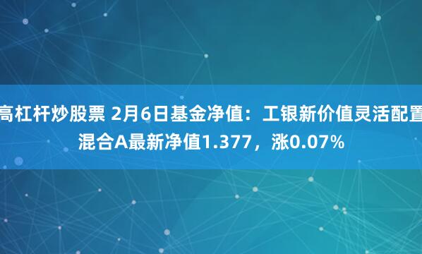 高杠杆炒股票 2月6日基金净值：工银新价值灵活配置混合A最新净值1.377，涨0.07%