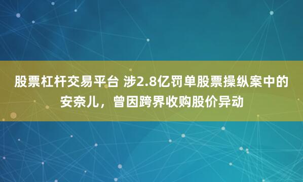 股票杠杆交易平台 涉2.8亿罚单股票操纵案中的安奈儿，曾因跨界收购股价异动